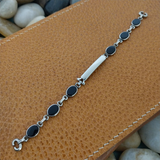 Vintage Ladies White Gold-Fill & Onyx JB Champion Unused 60s Cocktail Watch Band