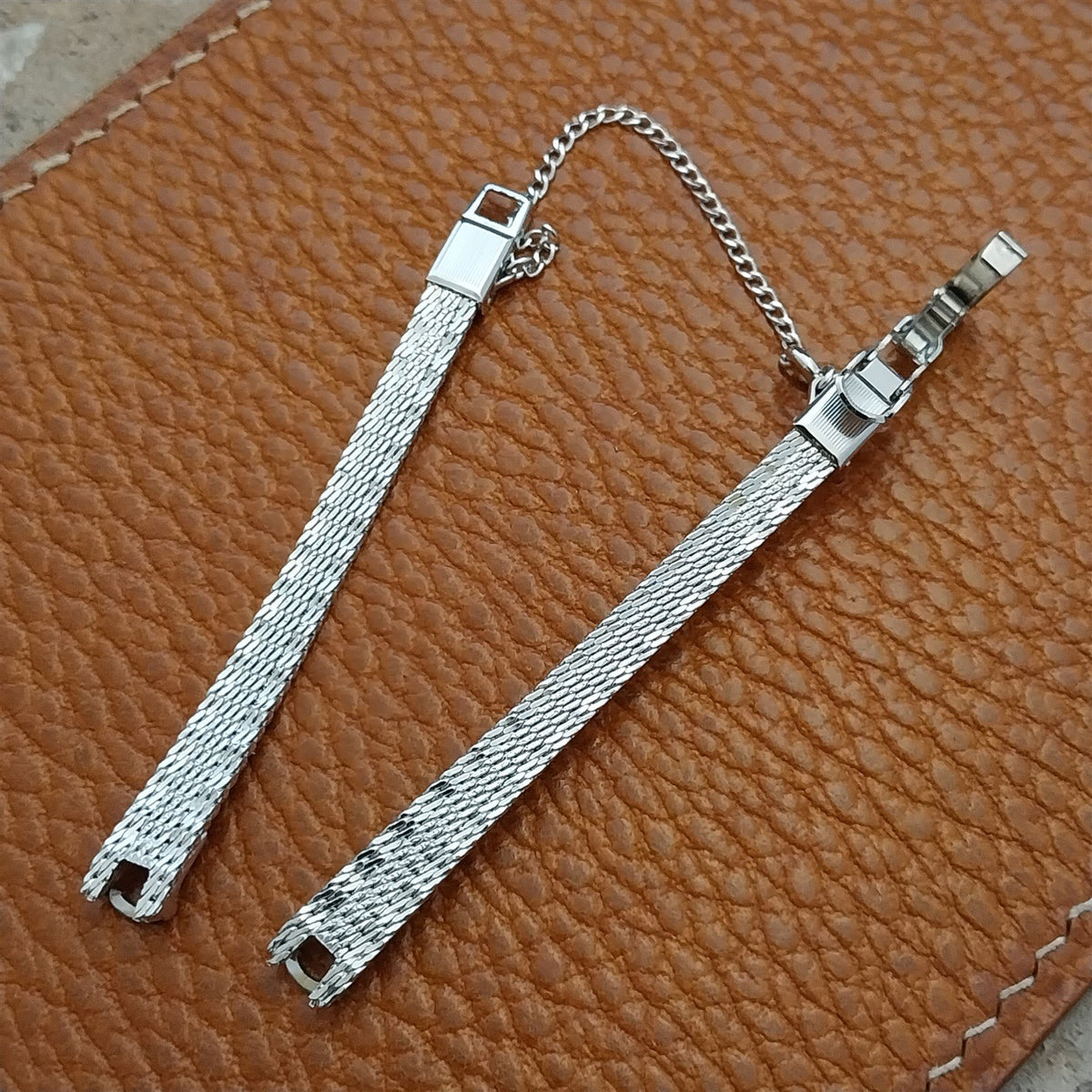 Ladies 10k White Gold-Filled Mesh Champion MCM 1960s Unused Vintage Watch Band