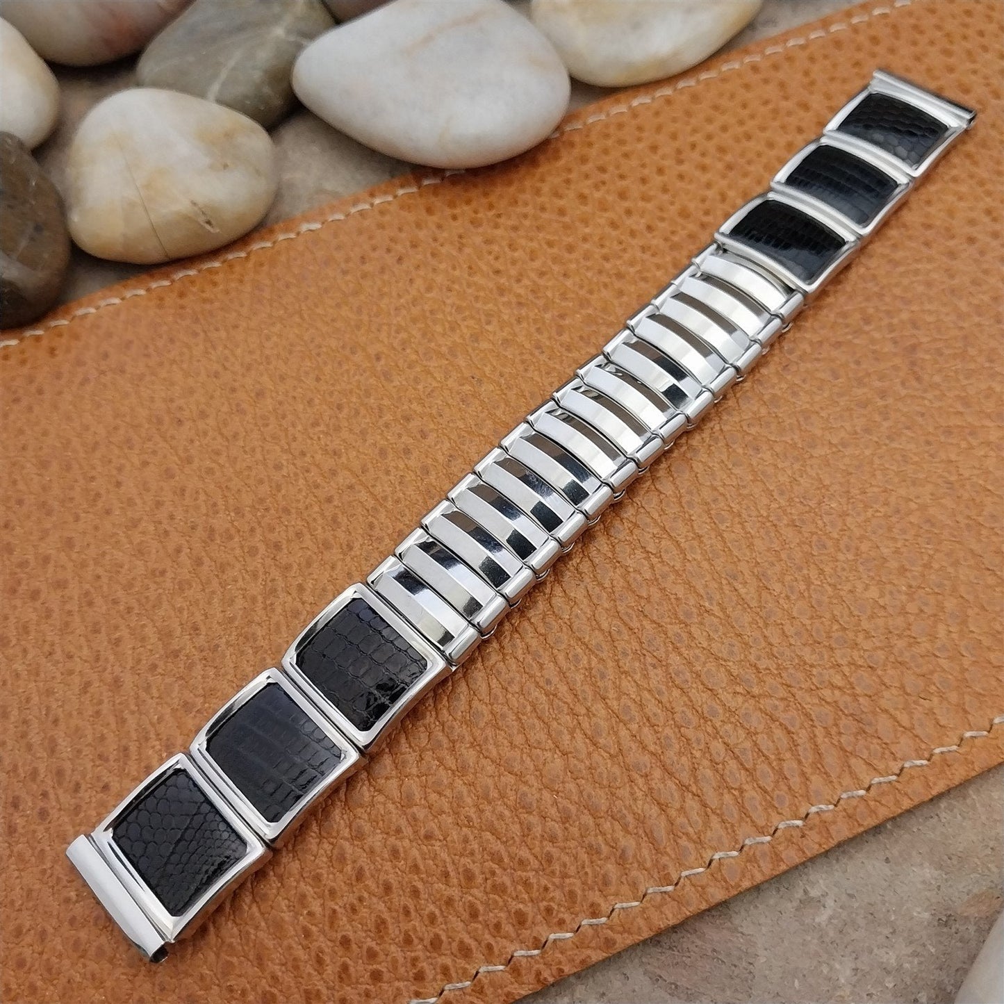 5/8" JB Champion Stainless Steel & Lizard Unused nos 1950s Vintage Watch Band