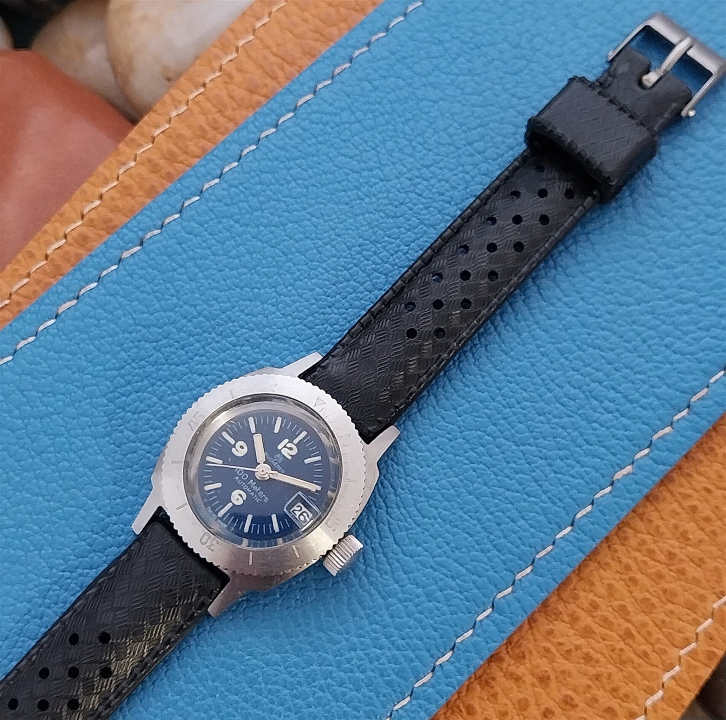 13mm Swiss SUB Dive Black Skindiver Strap Unused 1960s Vintage Watch Band nos