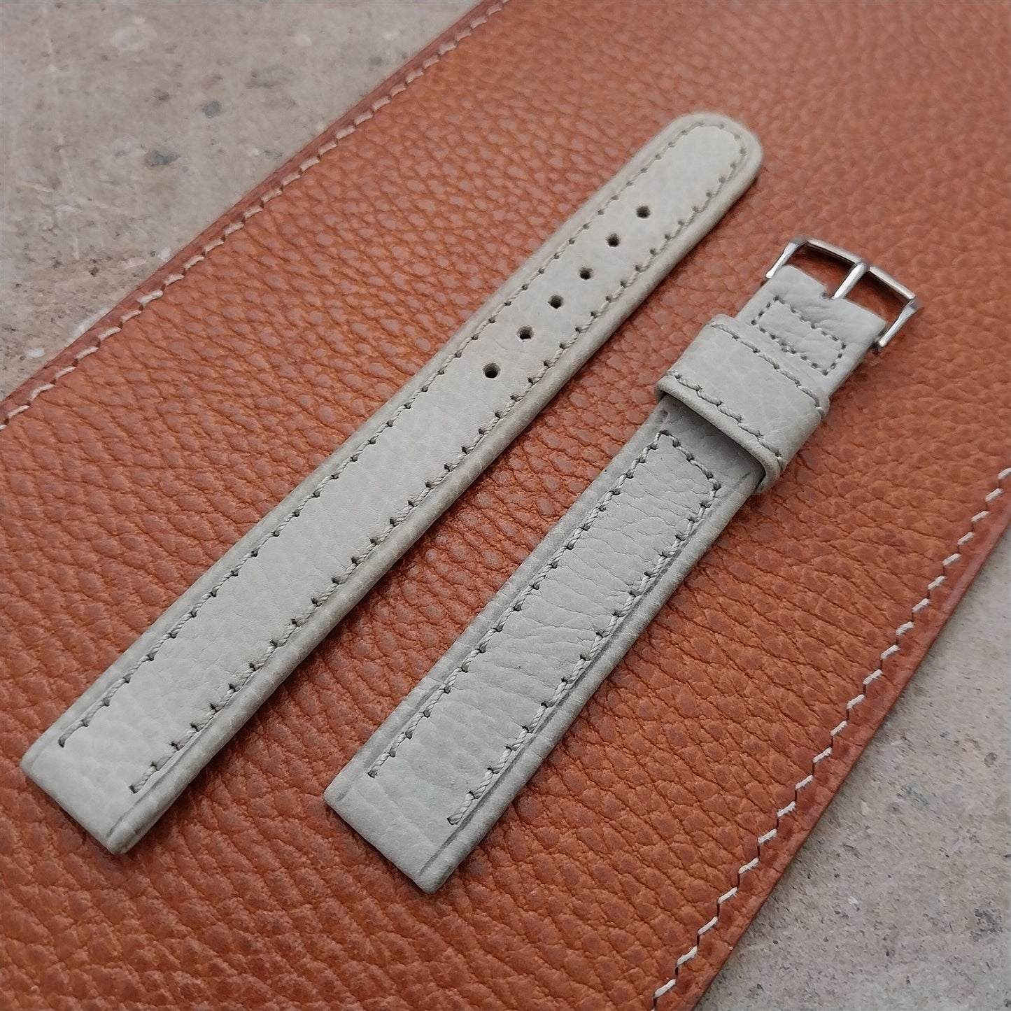 5/8" Gray Shrunken Calf Single-Keeper Long Unused nos 1950s Vintage Watch Band