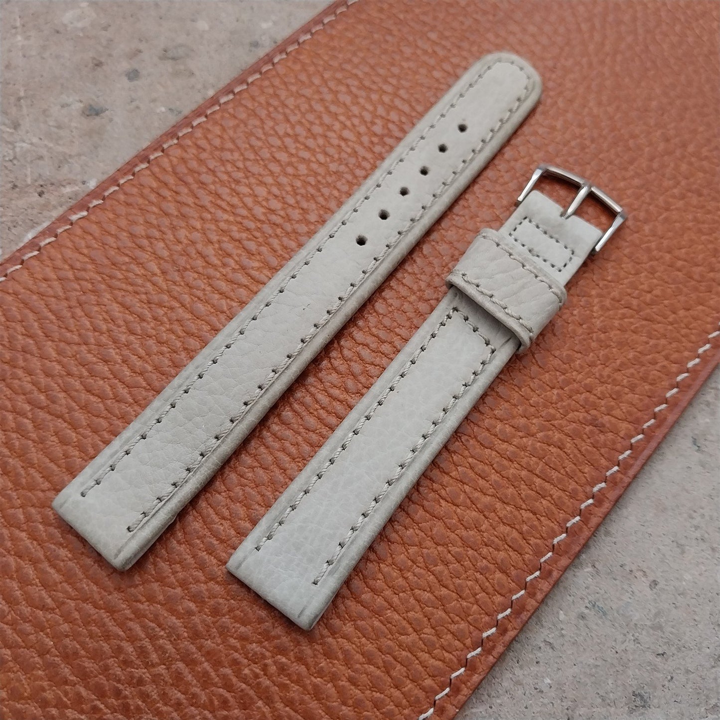 Long 5/8" Gray Shrunken Calf Single-Keeper Unused nos 1960s Vintage Watch Band