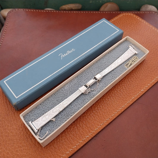 12K White Gold-Filled Mesh 1/2" Ladies Forstner Unused 1950s Vintage Watch Band