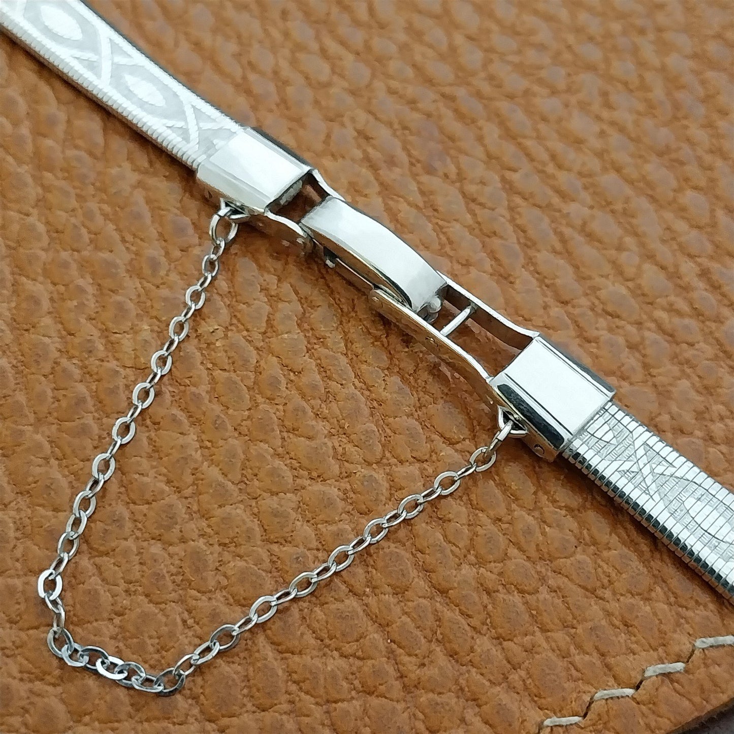 12K White Gold-Filled Mesh 1/2" Ladies Forstner Unused 1950s Vintage Watch Band