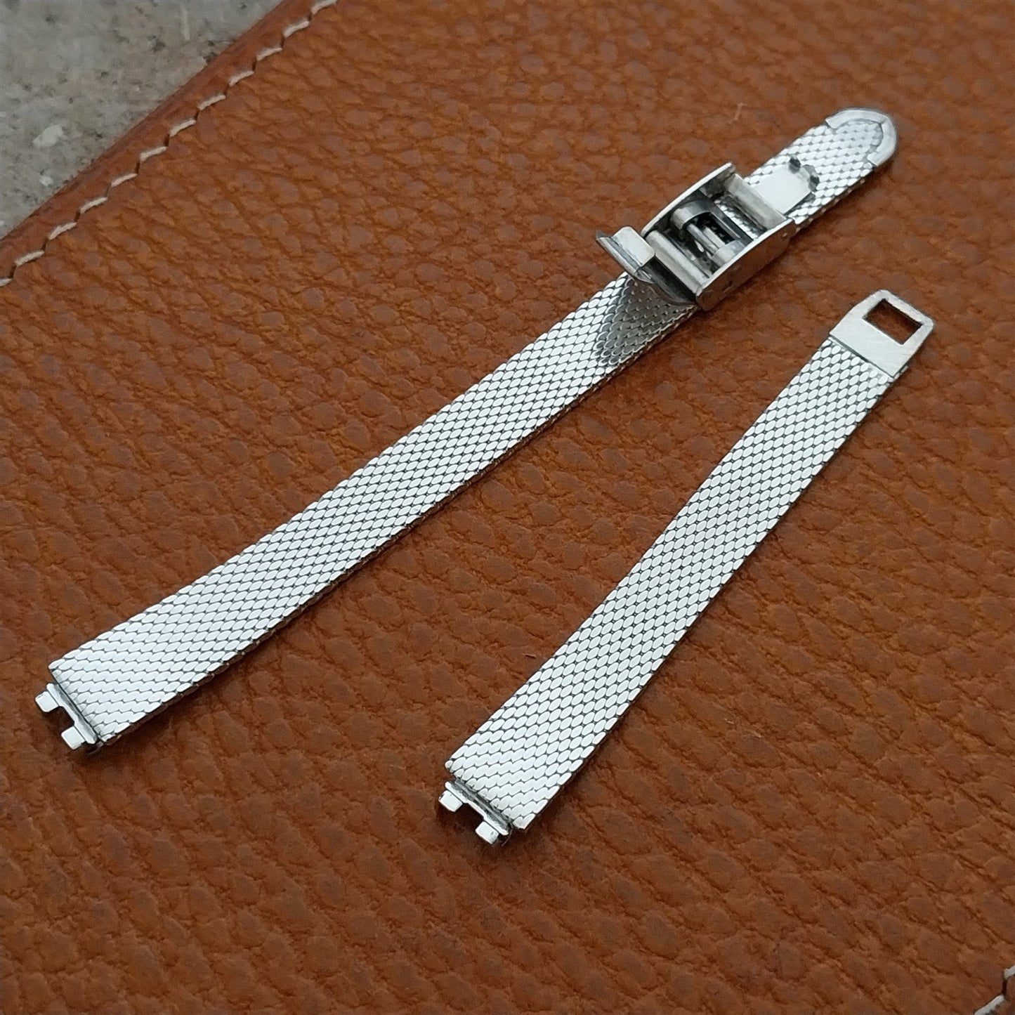 Accutron White Gold-Filled Mesh Ladies Unused 1960s Vintage Watch Band