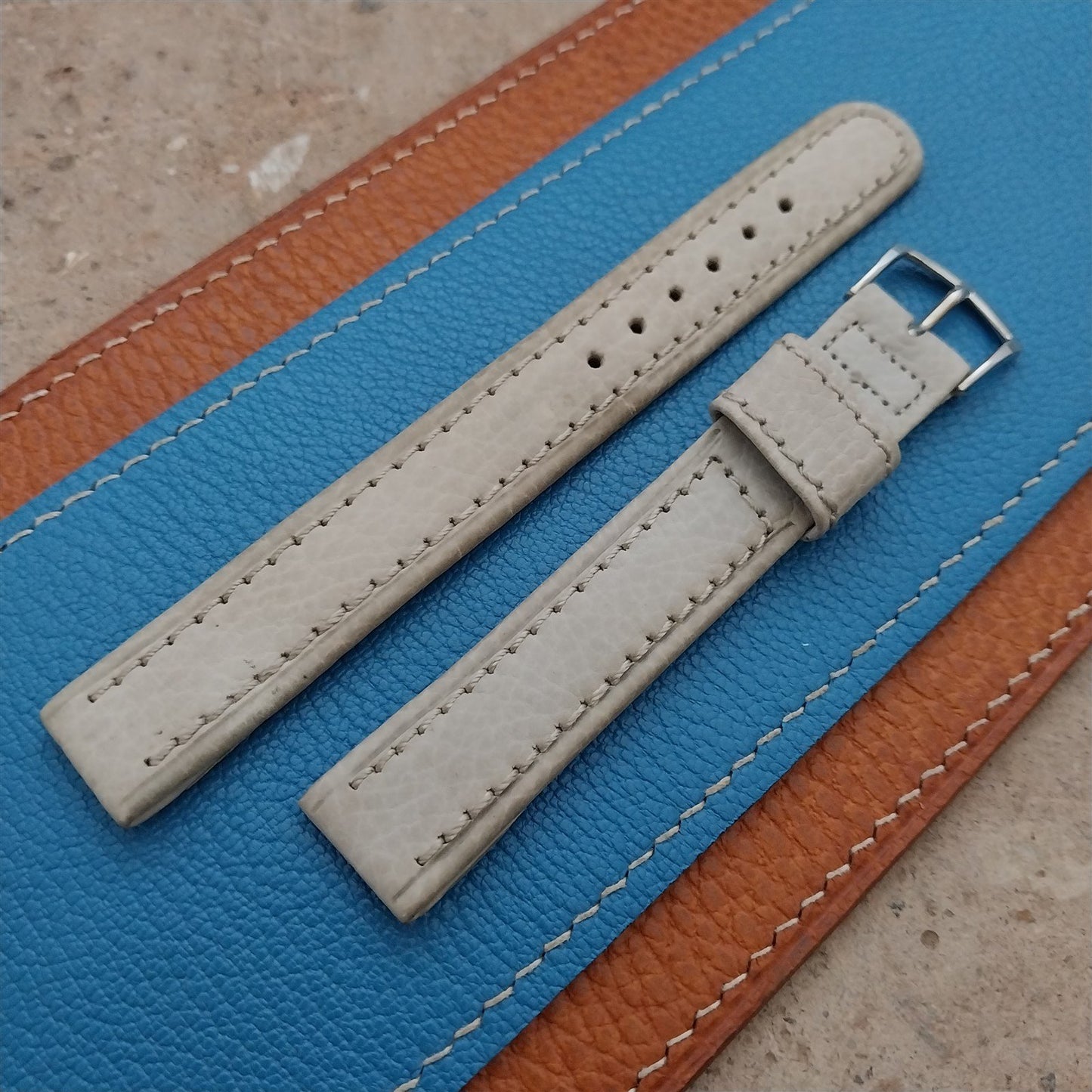 Long 5/8" Gray Shrunken Calf Single-Keeper Unused nos 1960s Vintage Watch Strap