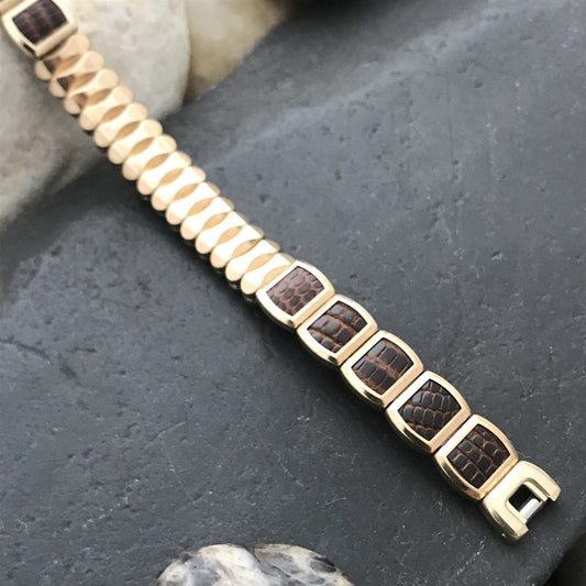 1950s Ladies Gold Filled & Lizard JB Champion Expansion Unused Vintage Watch Band