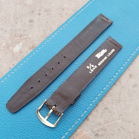 16mm Kalbe Brown Lizard Long Unused nos Vintage Watch Band