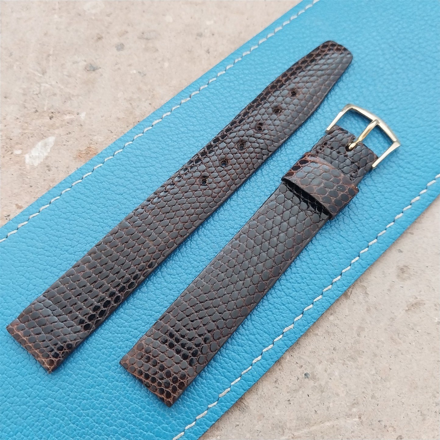 16mm Kalbe Brown Lizard Long Unused nos Vintage Watch Band