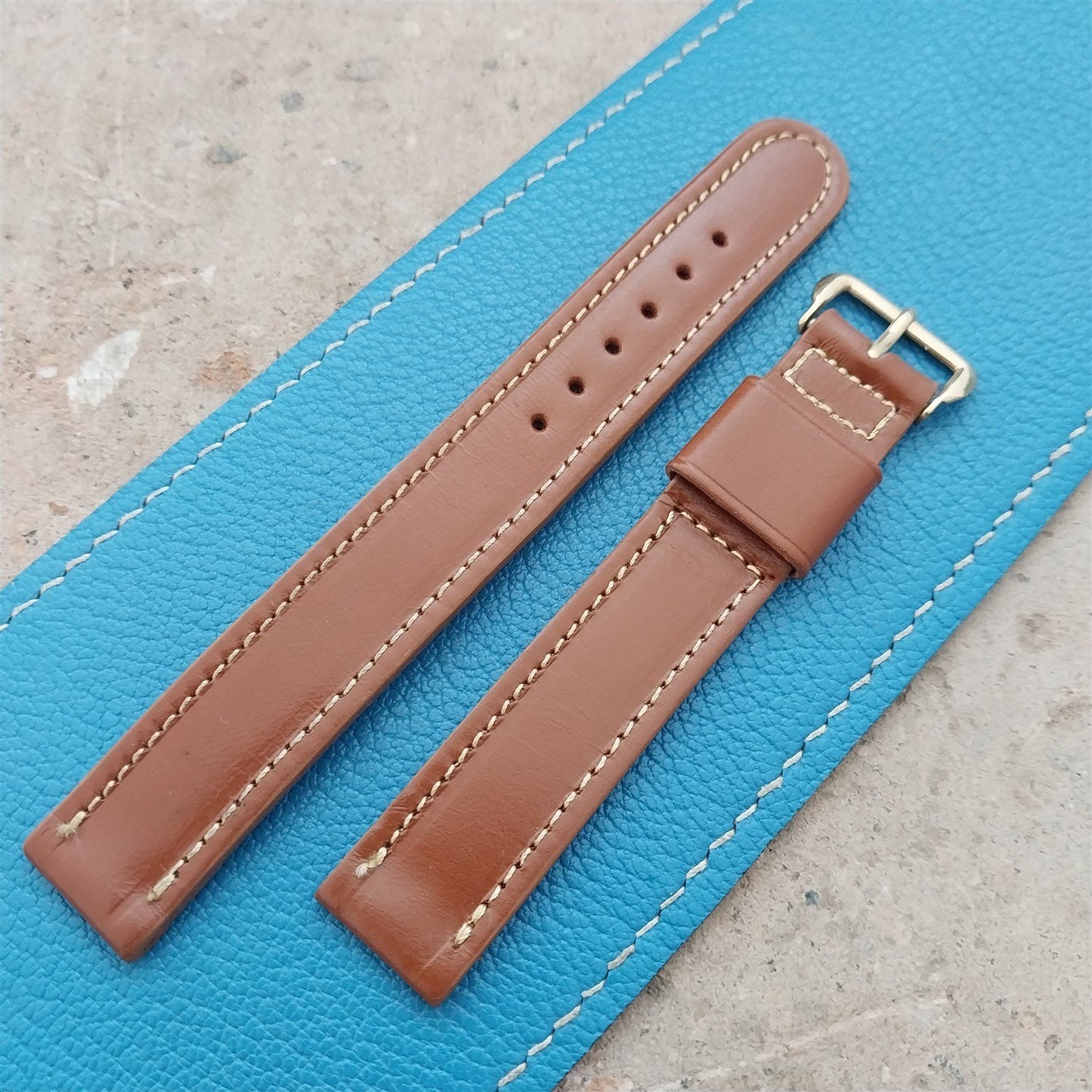1950s 5/8" Gemex Long Brown Cowhide Single-Keeper nos Unused Vintage Watch Strap