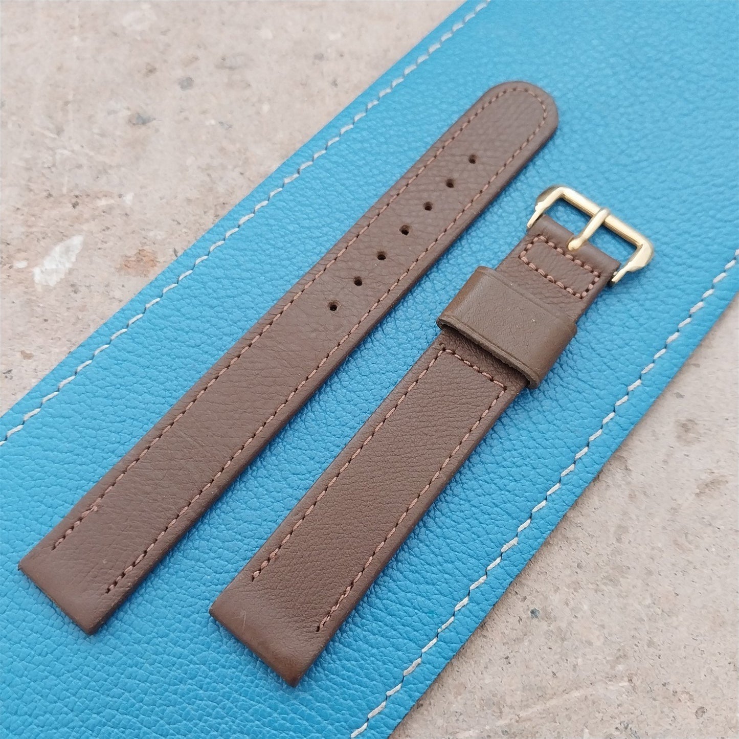 5/8" Gemex Long Brown Calfskin Single-Keeper 1950s Unused Vintage Watch Strap