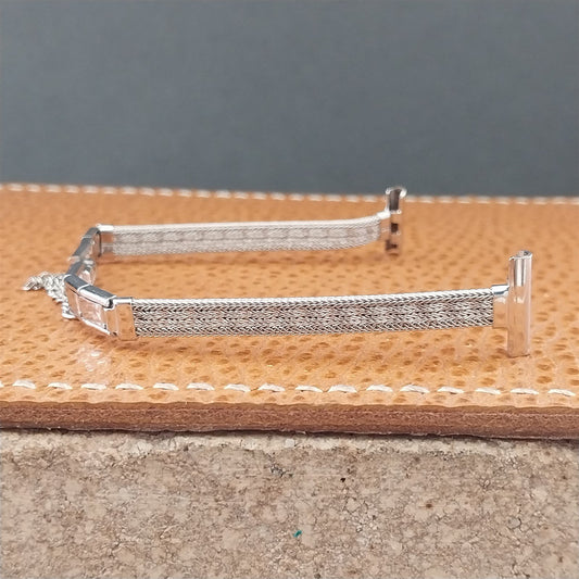 1/2" White Gold-Filled Mesh JB Champion Ladies Unused 1960s Vintage Watch Band