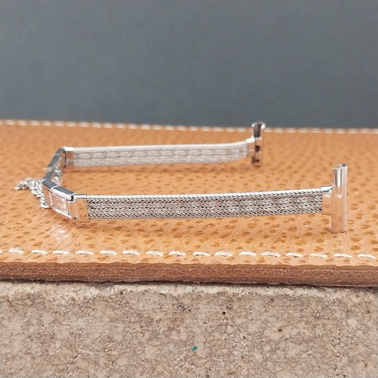 1/2" White Gold-Filled Mesh JB Champion Ladies Unused 1960s Vintage Watch Band
