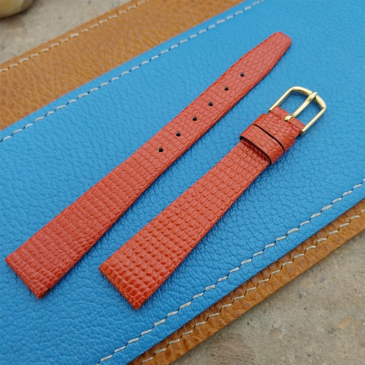 14mm Lizard Ladies Red Hadley Roma Tapered 14/10 Unused Vintage Watch Band
