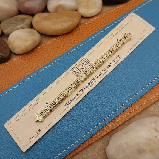 1910s-1920s 12k Gold-Filled Ladies X-Ls-All Filigree Unused Antique Watch Band