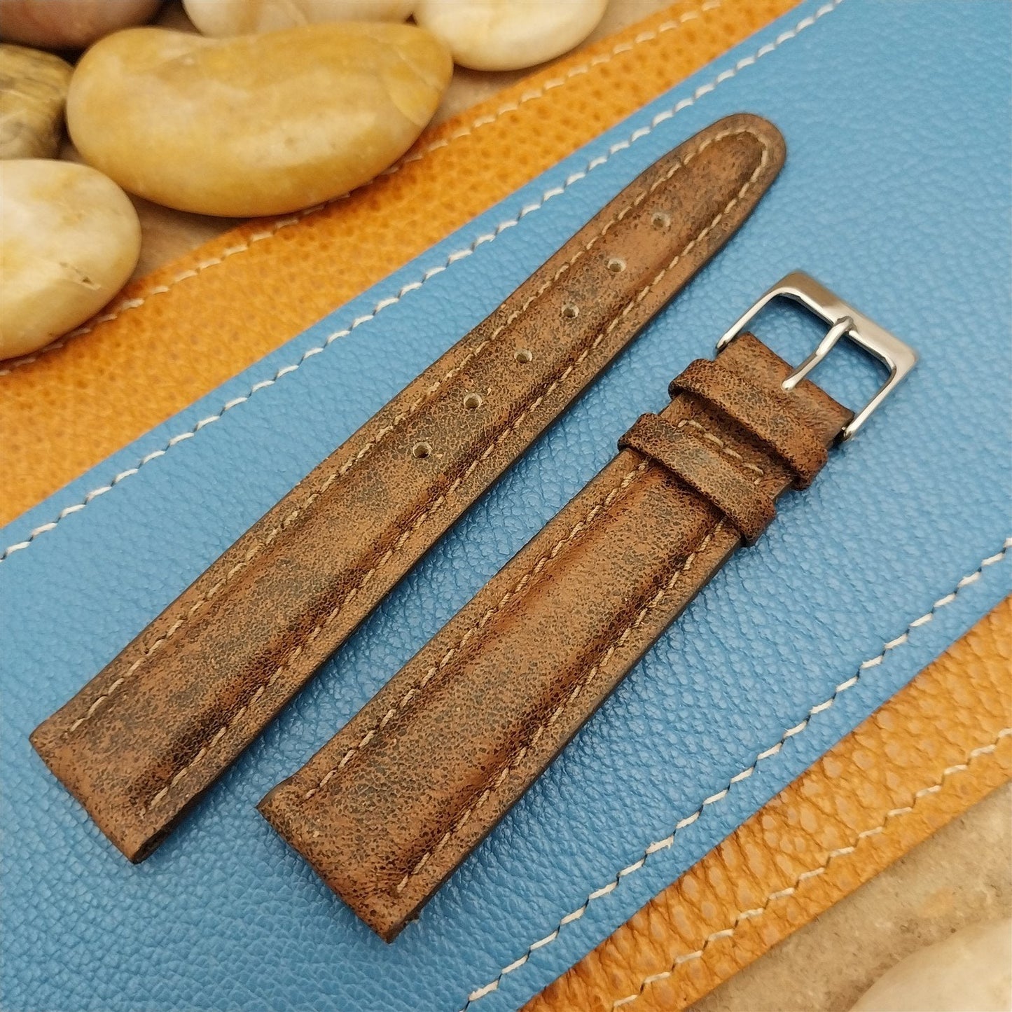 18mm Hadley Roma USA Tapered Rustic Leather 18/16 Unused NOS Vintage Watch Band