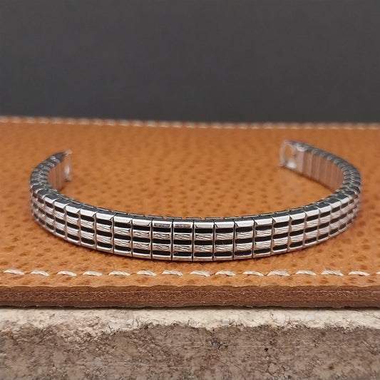 Vintage 1960s Ladies White Gold-Filled & Black Enamel Speidel Unused Watch Band