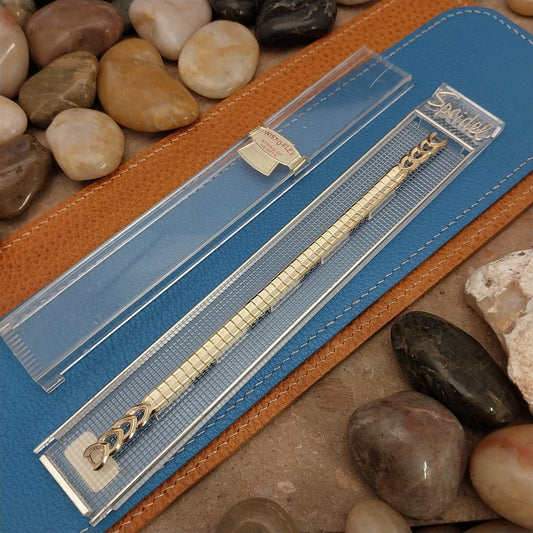 Long Ladies Yellow Gold-Filled Speidel String of Hearts MIP Vintage Watch Band