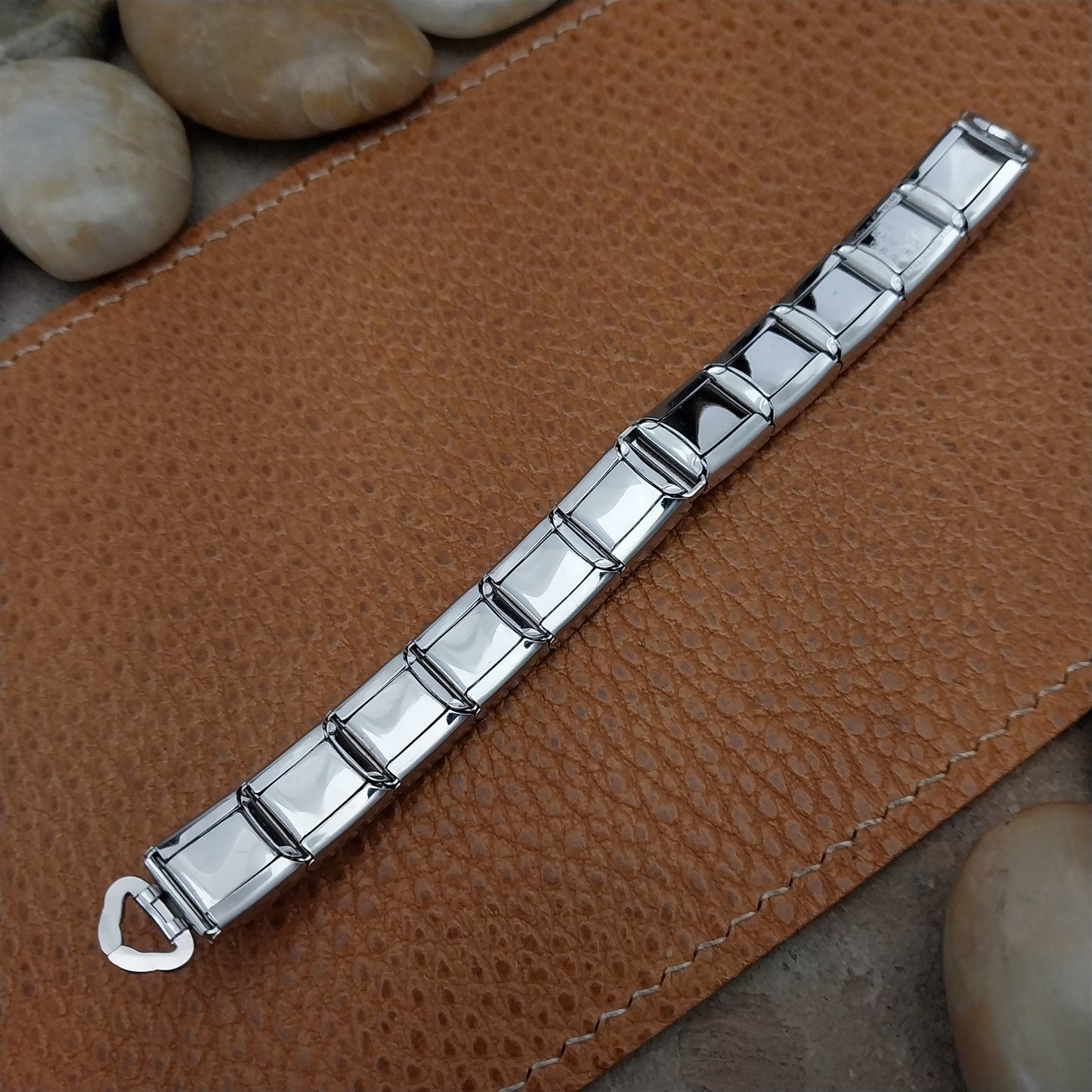 White Gold-Filled & Red Speidel Lizard Links Unused Vintage Cocktail Watch Band