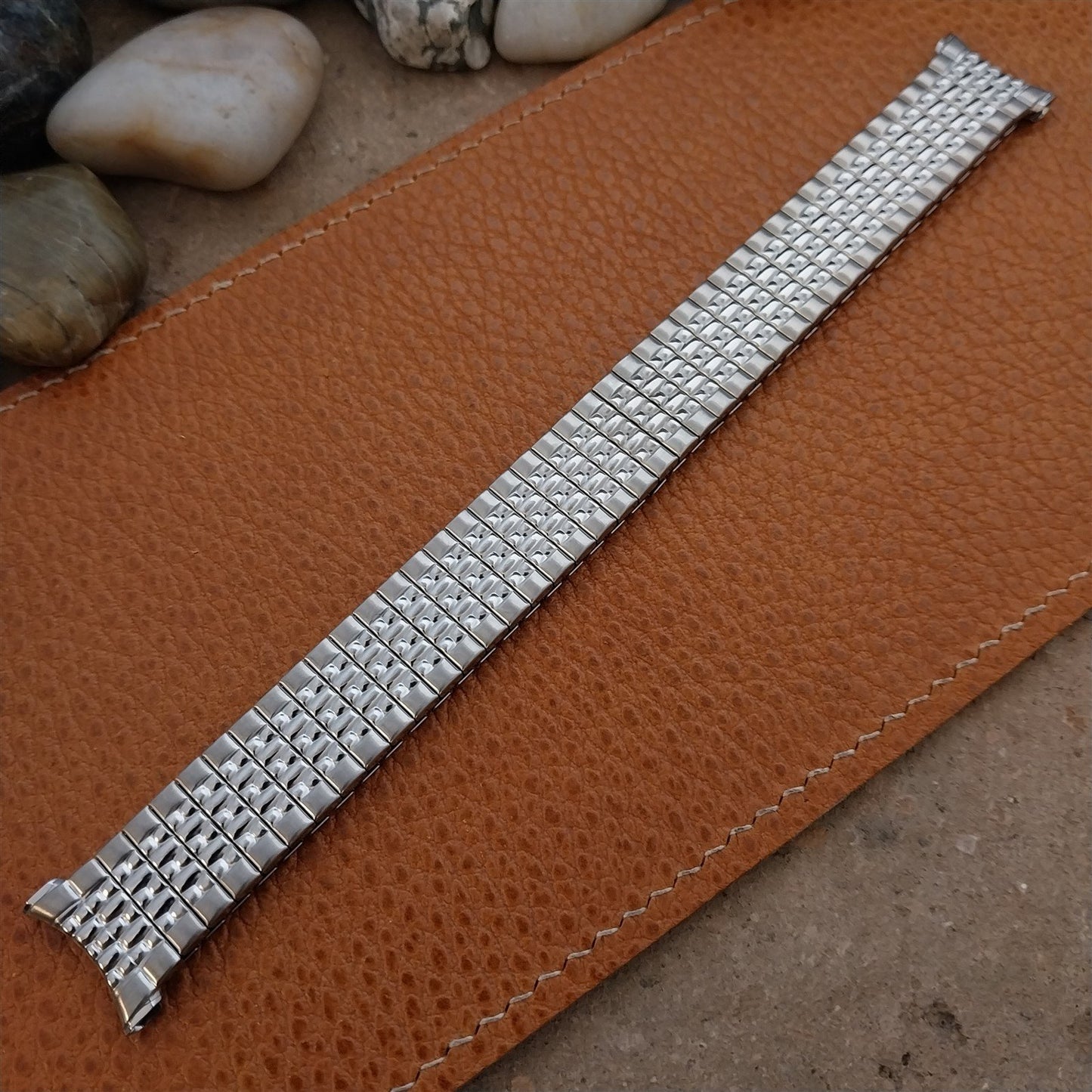 Vintage 19mm 18mm 1968 Long Stainless Steel Rice Beads Speidel Unused Watch Band