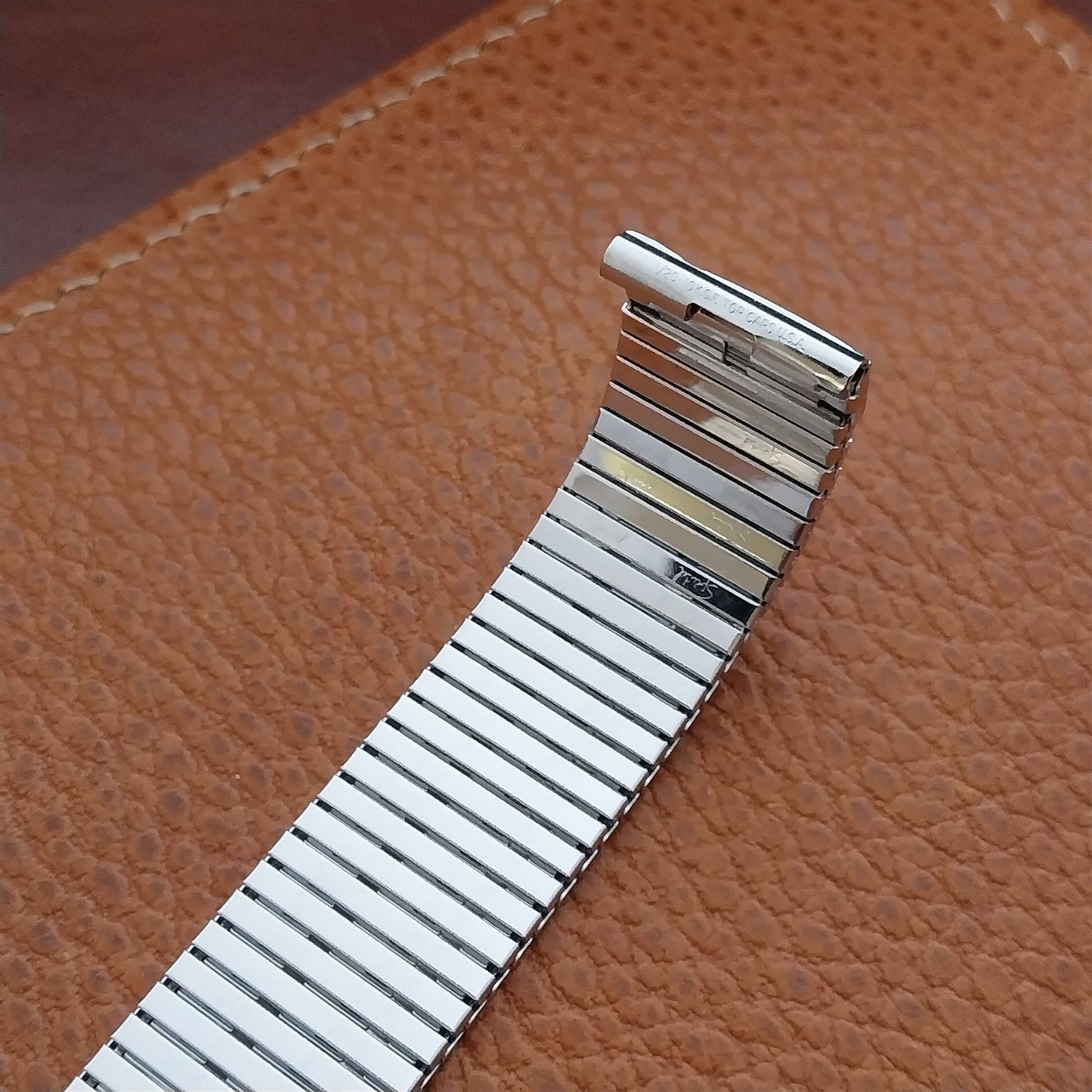17.2mm 10K White Gold-Filled Speidel X-Long Thinline Unused Vintage Watch Band