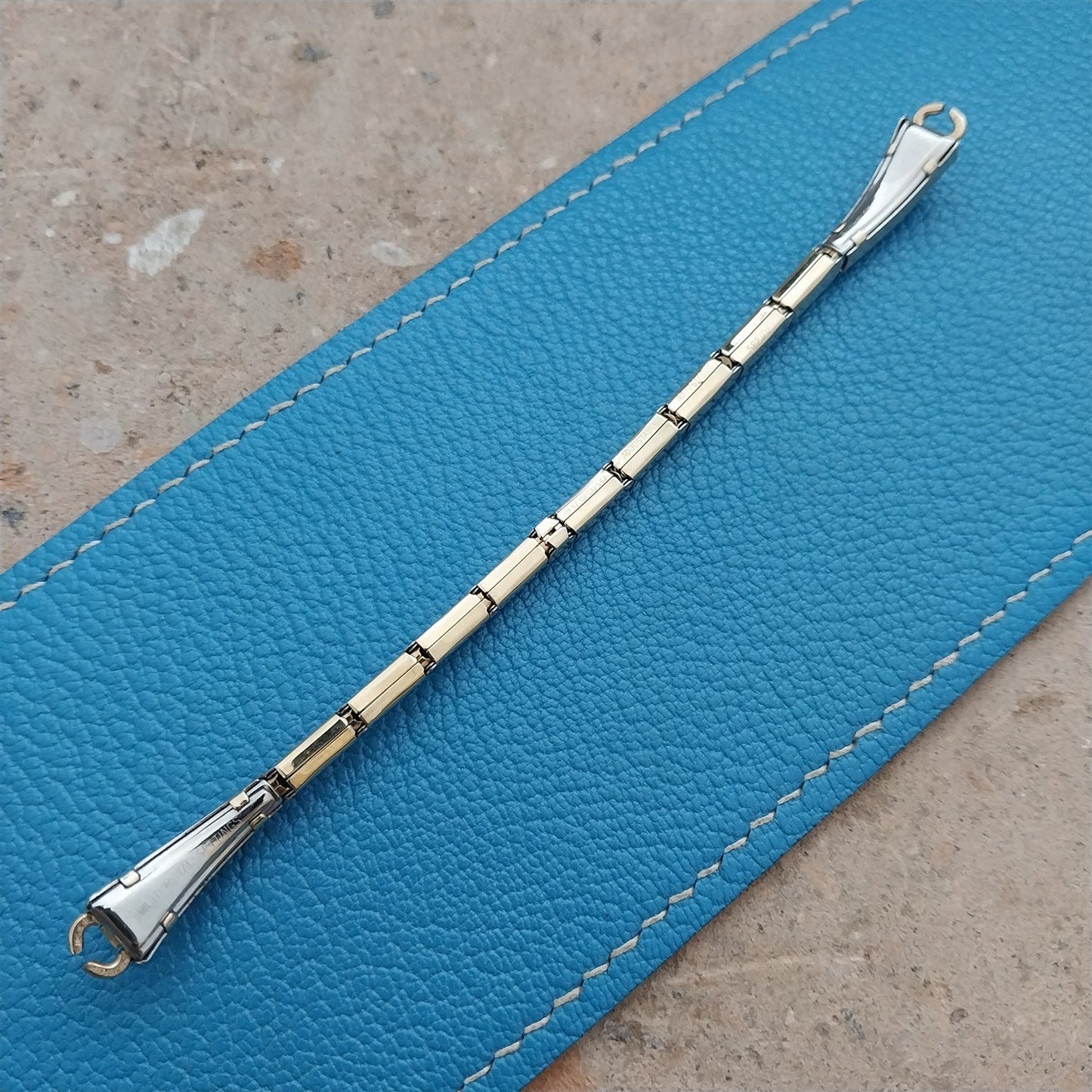 Ladies White & Yellow Gold-Fill Diamond Adorna 1950s Unused Vintage Watch Band