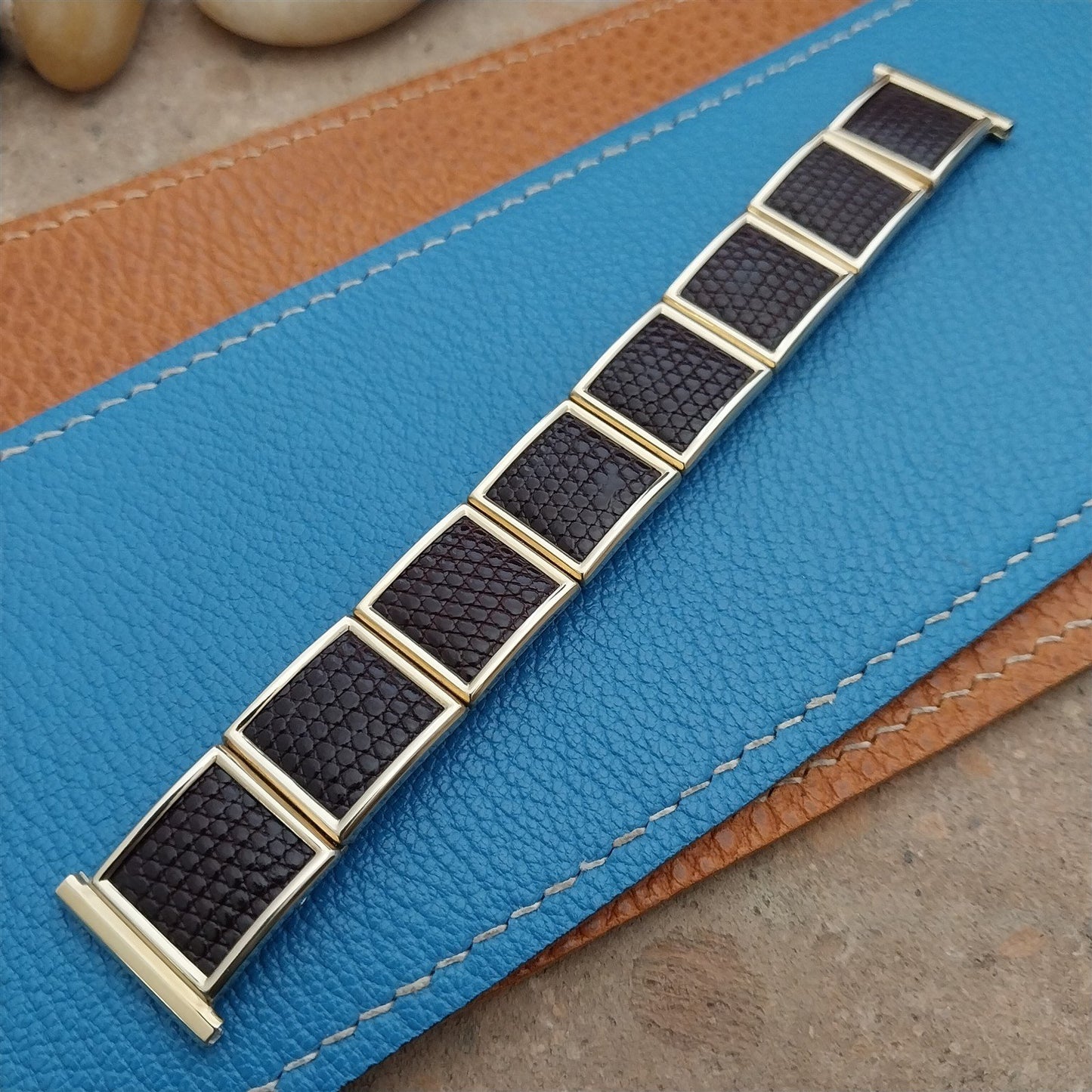 10k Gold Filled & Lizard Speidel Floating Link Unused 1955 Vintage Watch Band