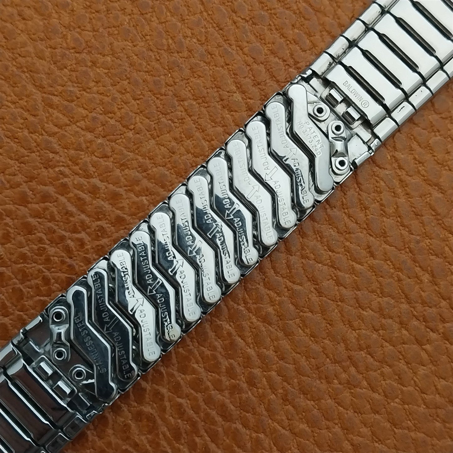 19mm 18mm 17.2mm Stainless Steel Baldwin Unused nos 1970s Vintage Watch Band