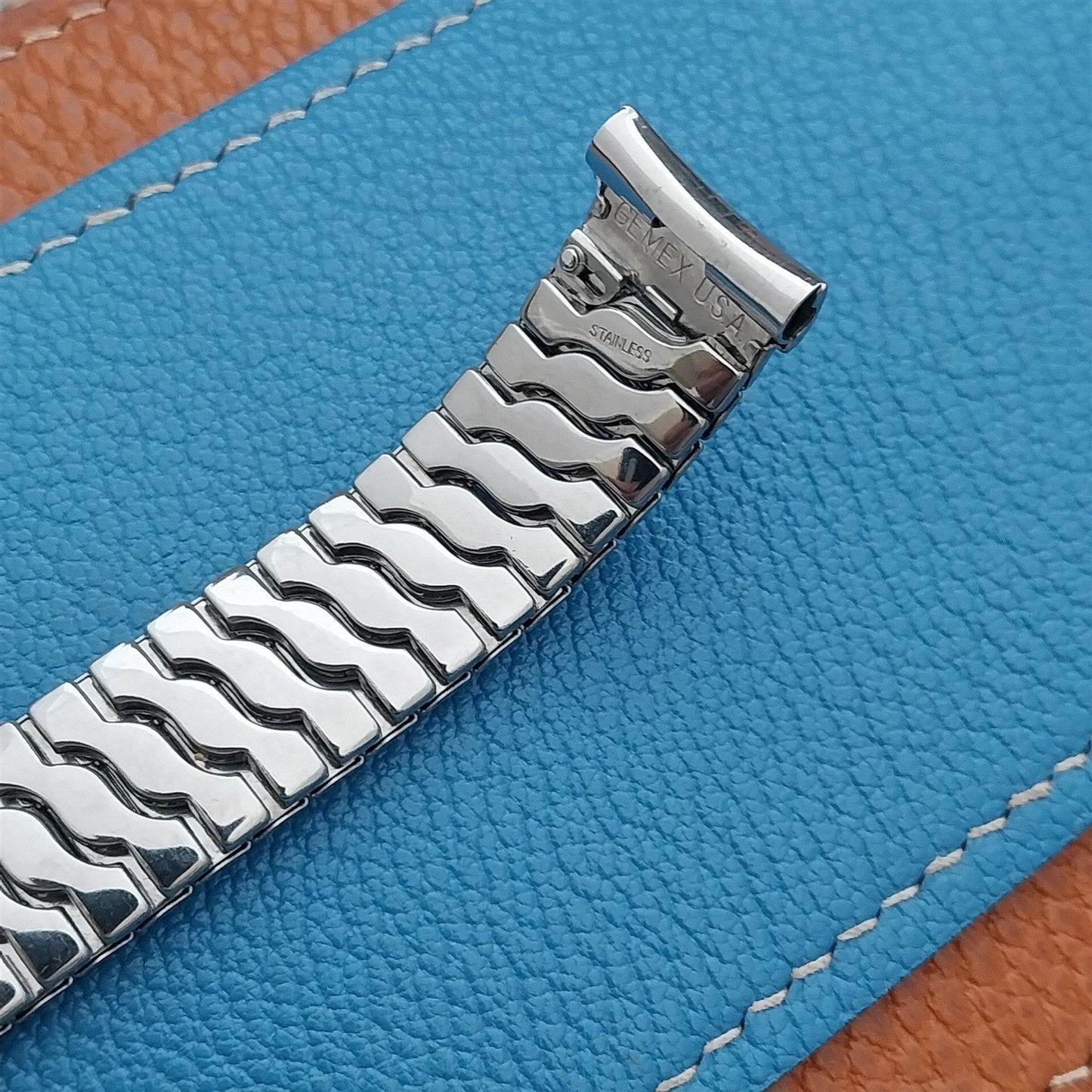 17.2mm Gemex Short Stainless Steel Expansion Unused 1950s Vintage Watch Band