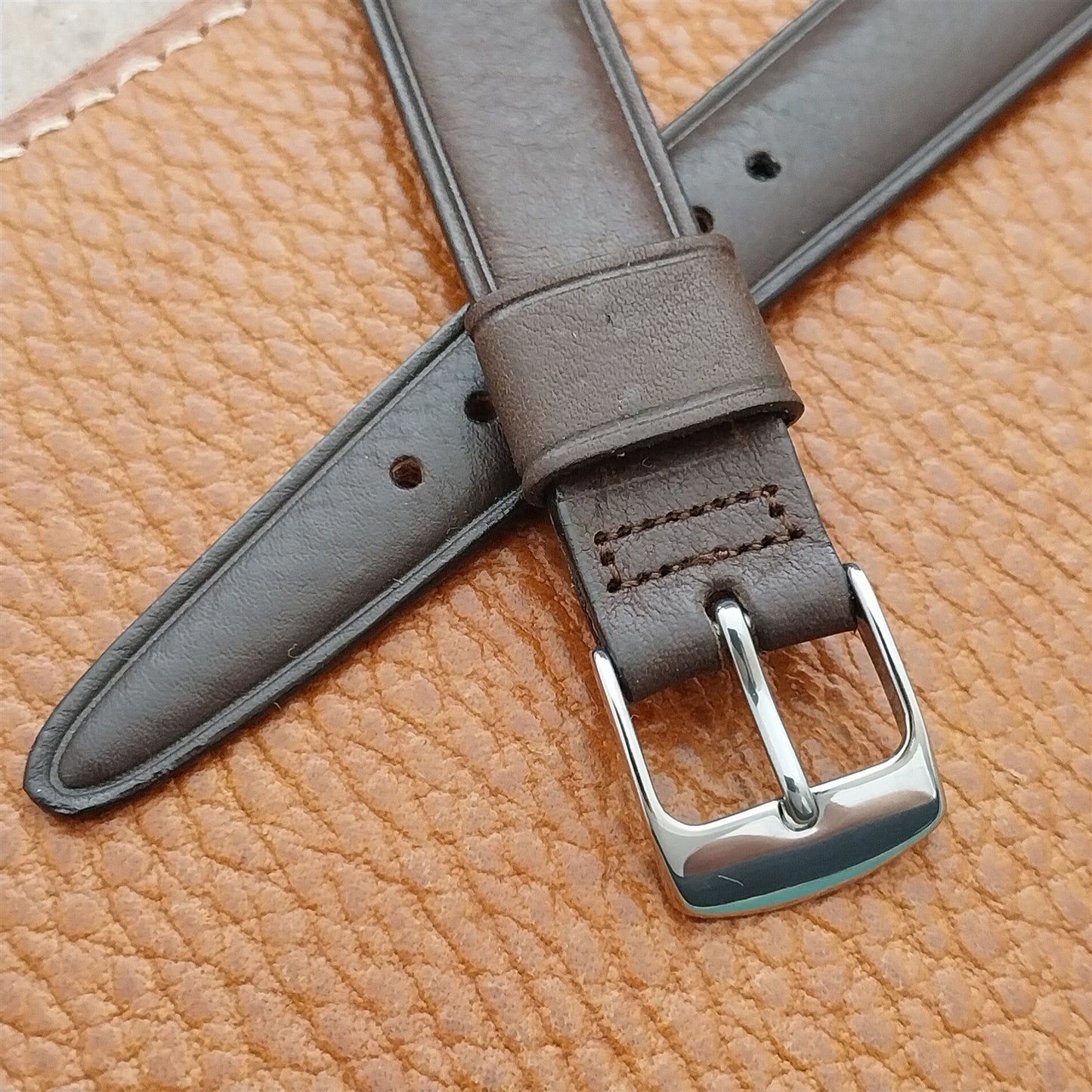 5/8" Kreisler Trapeze Tapered Brown Saddle Leather Unused Vintage Watch Band