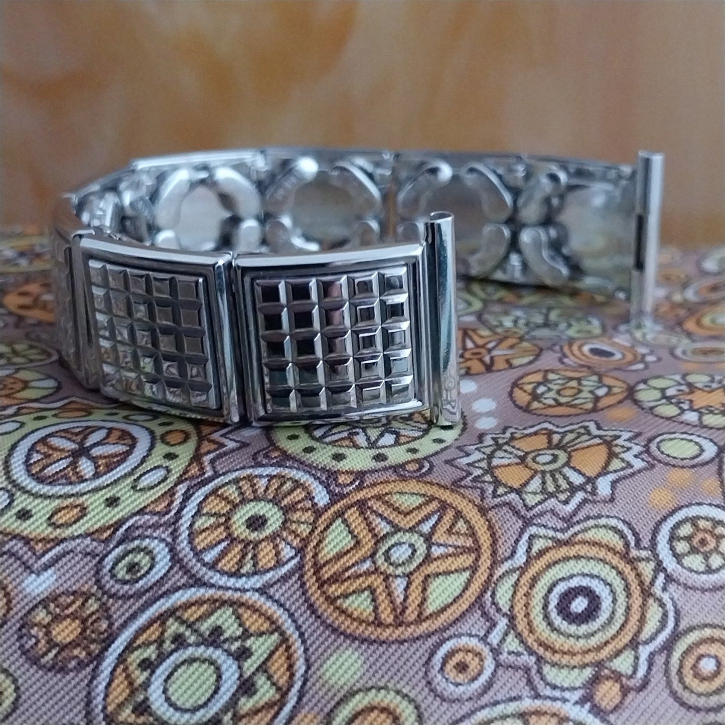 1950s Speidel 10k White Gold-Filled Checkerboard Unused Vintage Watch Band