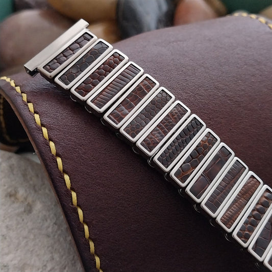 19mm 18mm JB Champion Stainless Steel & Lizard Unused 1950s Vintage Watch Band