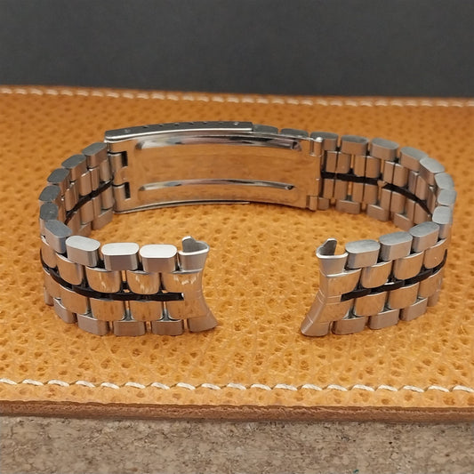 Vintage JB Champion Stainless Steel Black & Stainless 17.2mm Unused Watch Band