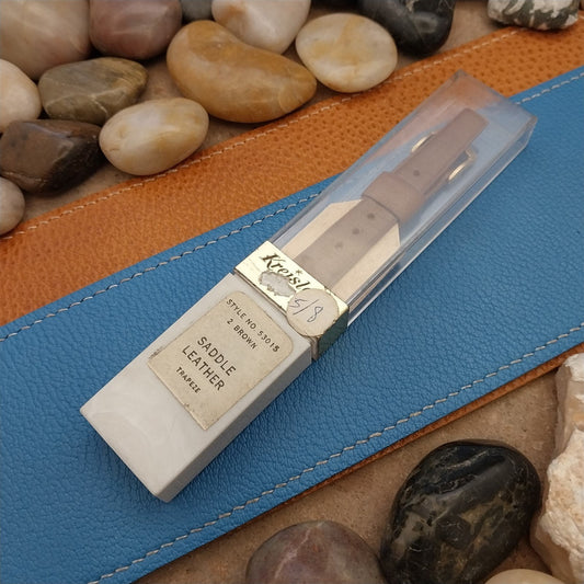 Vintage 5/8" Kreisler Trapeze Tapered Brown Saddle Leather Unused nos Watch Band