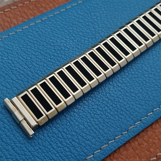18mm 19mm Gold-Filled & Black Corfam JB Champion Unused 1960s Vintage Watch Band