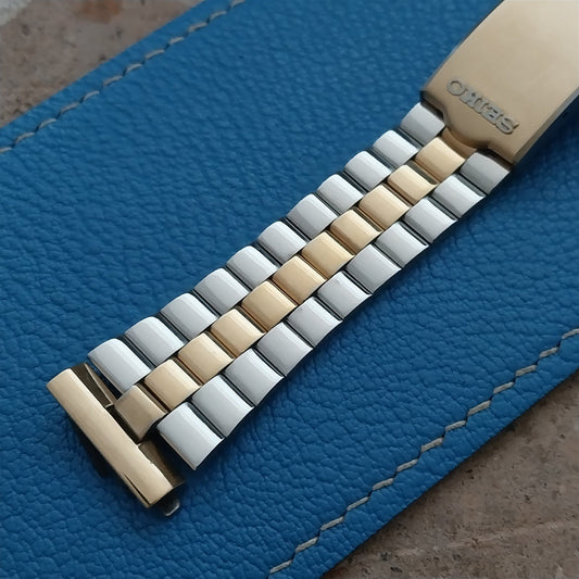 19mm Seiko Japan Z 086 Stainless Steel & Gold-Tone Unused Vintage Watch Band