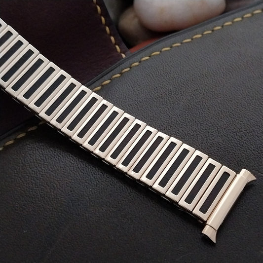19mm 18mm 17mm 16mm Gold RGP & Black JB Champion Unused 1970s Vintage Watch Band