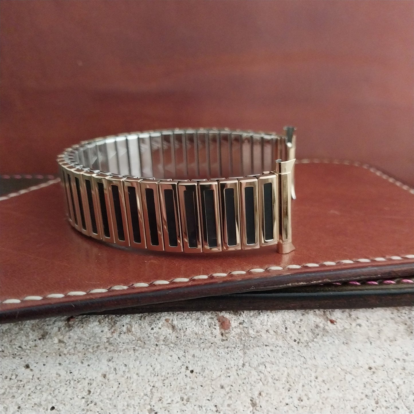 19mm 18mm 17mm 16mm Gold RGP & Black JB Champion Unused 1970s Vintage Watch Band