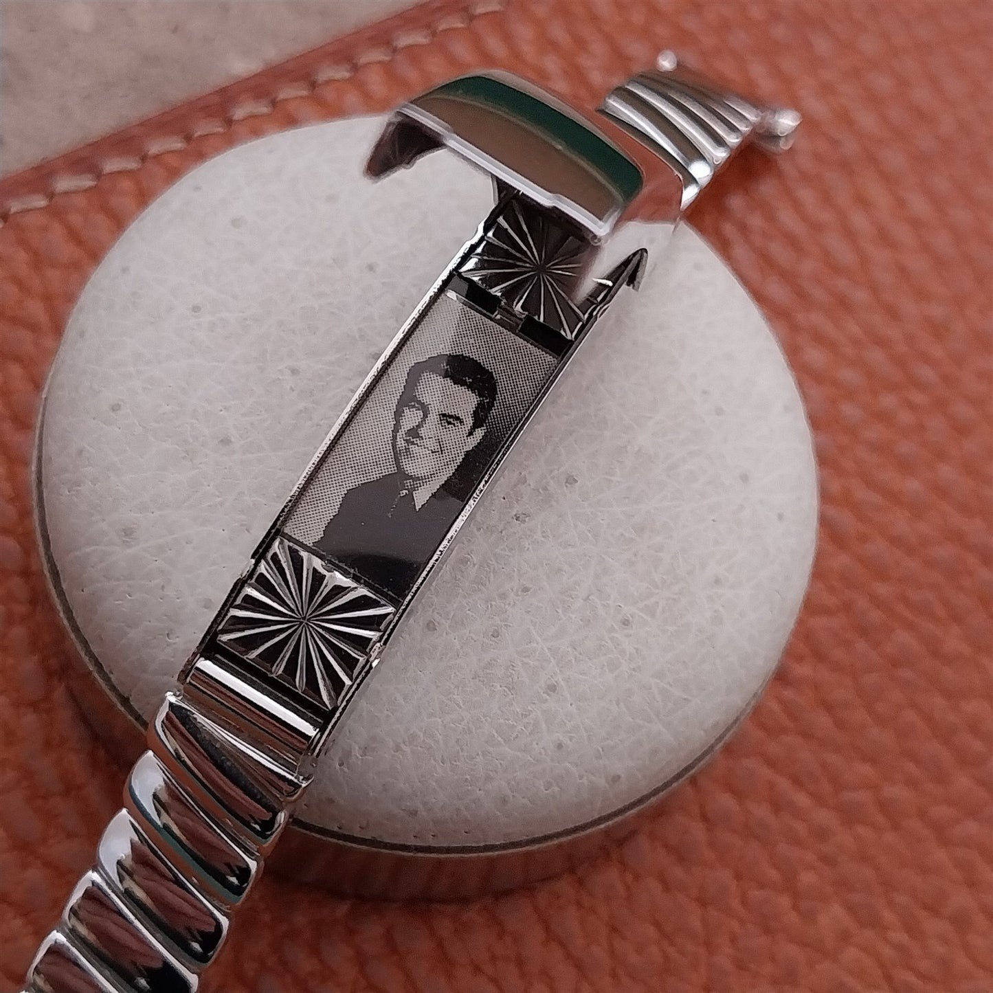 Ladies Stainless & Sterling 1/2" Keepsake Photograph 1950s Vintage Watch Band