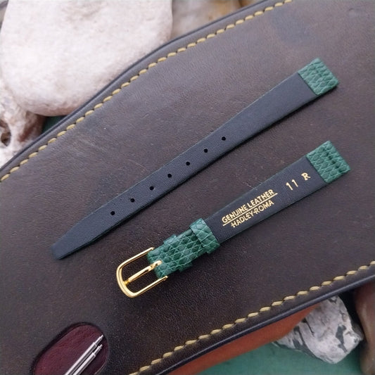 11mm Hadley Roma Green Croc-Grain Leather Unused Watch Band