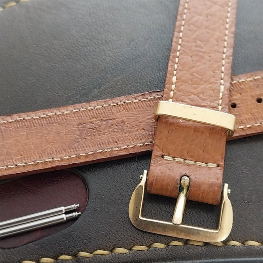 15mm Pigskin Unpadded & Gold-Tone Keeper Unused 1950s Vintage Watch Band