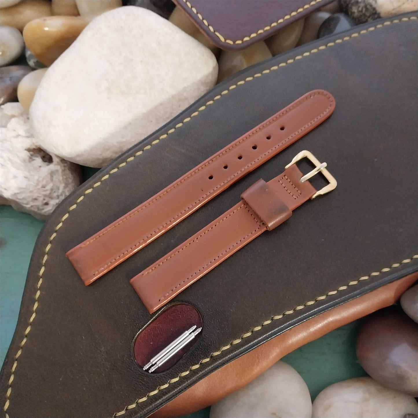 1/2" 13mm Brown Calf Leather Single-Keeper 1950s Unused Vintage Watch Band