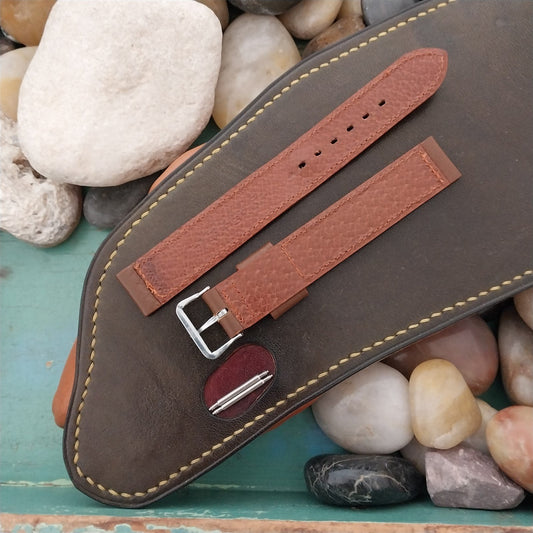 A-11 Elgin Buckle & Pigskin Lined Calf Long 40s-1950s Unused Vintage Watch Band