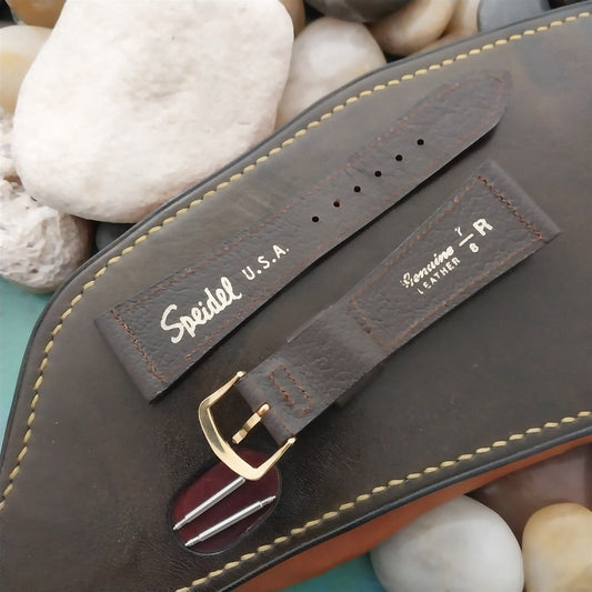 22mm Speidel Saddle Leather Brown Tapered 16/22 Unused 1970s Vintage Watch Band