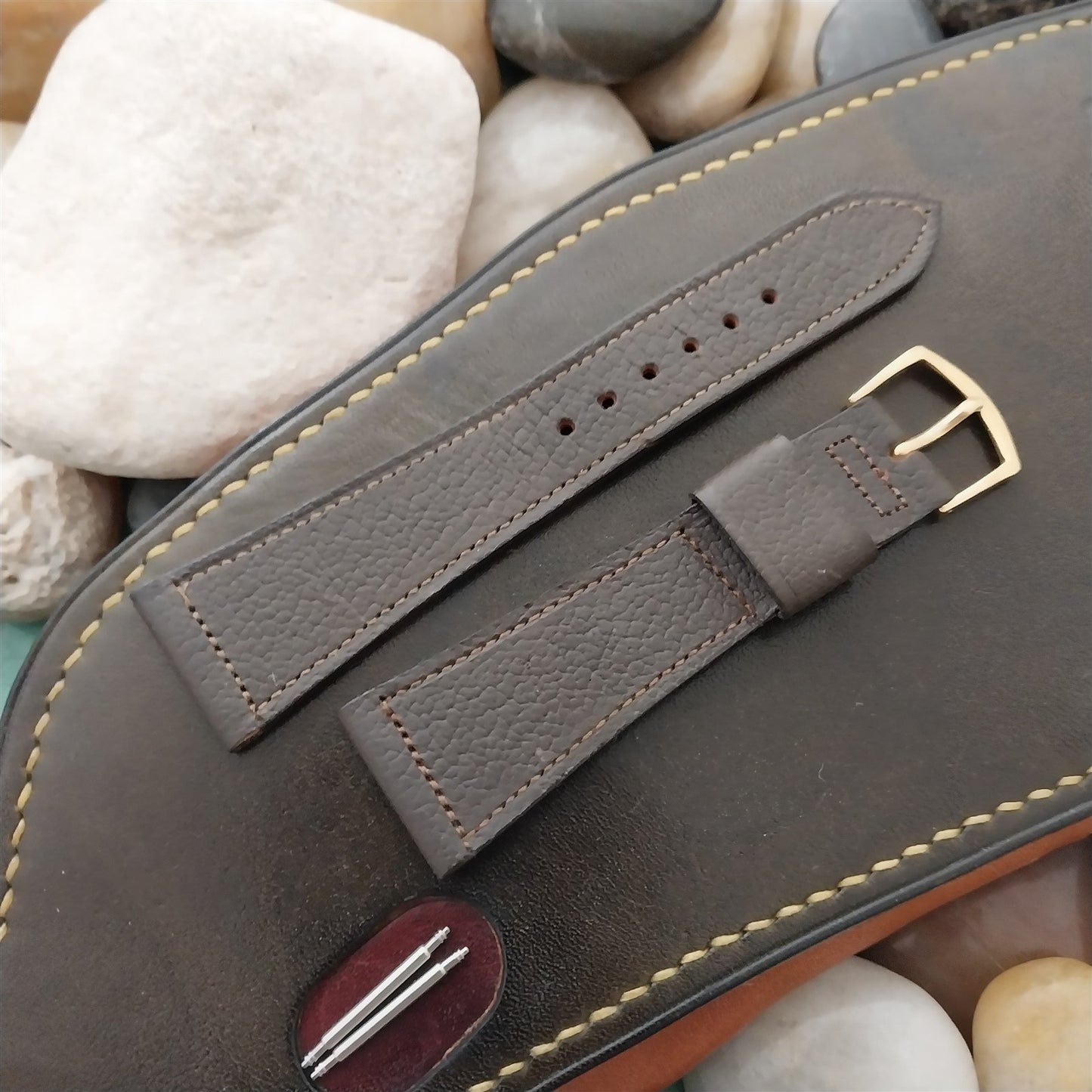 22mm Speidel Saddle Leather Brown Tapered 16/22 Unused 1970s Vintage Watch Band