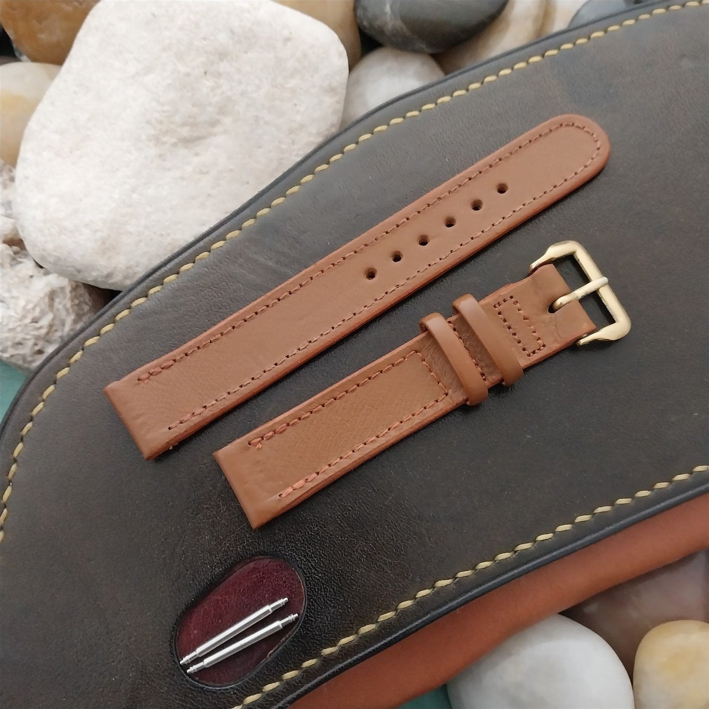 5/8" Unpadded Calfskin Double-Keeper 1950s Unused Vintage Watch Band