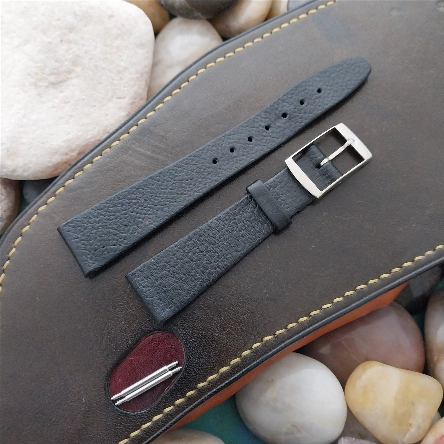 18mm Pulsar Black Genuine Calf nos Unused Old-Stock Vintage Watch Band