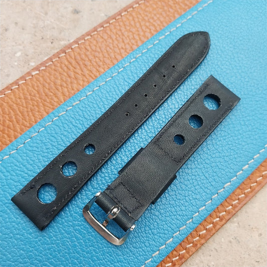 17.2mm GT Rally GT Black Leather Kalbe NOS 1970s Vintage Watch Strap