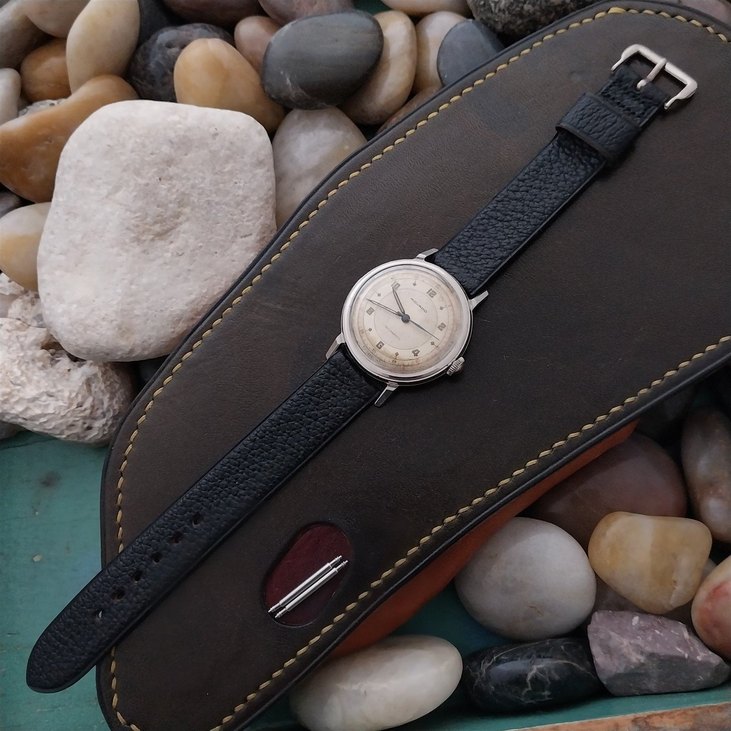5/8" Unpadded 1-keeper Black Morocco Leather Classic Unused Vintage Watch Band