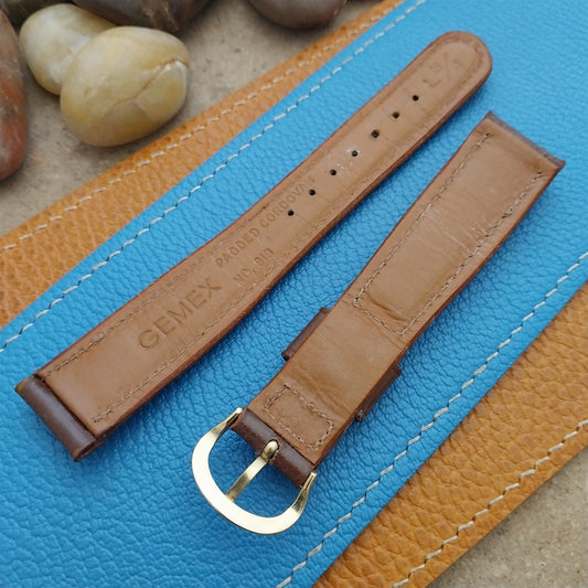 Brown Padded Shell Cordovan Long 19mm Gemex nos Unused 1950s Vintage Watch Band